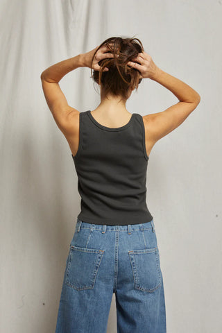 Perfect White Tee Maria Structured V-Neck Tank- Vintage Black