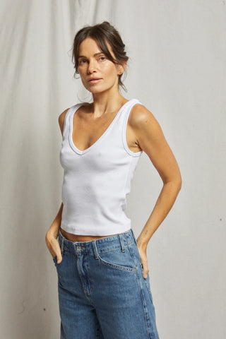 Perfect White Tee Maria Structured V-Neck Tank- White