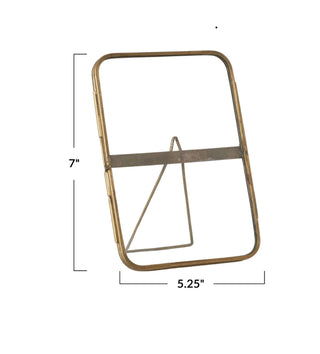 Brass & Glass Photo Frame, Antique Finish (Holds 5" x 7" Photo)