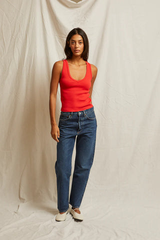 Perfect White Tee - Maria Structured V Neck Tank - Poppy