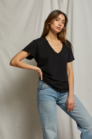 Perfect White Tee Hendrix Cotton Boxy V Neck Tee