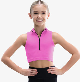 SL200 Child Mock Neck Top w/ 1/4 Zipper / Dark Pink