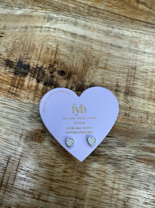 Petite Pave Heart Studs