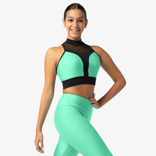 SL145 Kylie Bralette Halter Top / Mint Green & Black