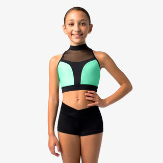SL146 Kylie Kids Bralette Halter Top / Mint Green & Black