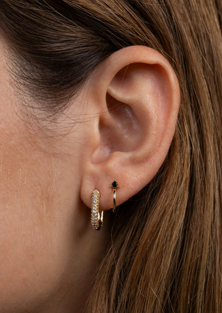 JAXKELLY Pave Hoop White CZ Gold Earrings