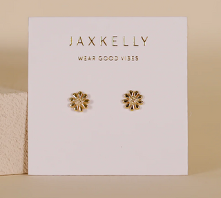 JAXKELLY Petite Daisy 18k Gold Plated Stud Earrings
