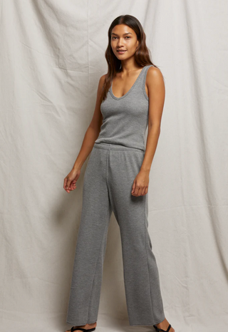 Perfect White Tee Hazel Waffle V Neck Tank - Heather Grey