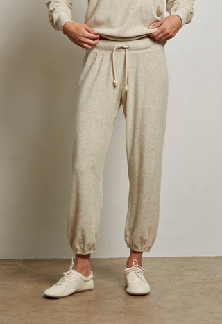 Perfect White Tee- Logo Loop Terry Jogger- Oatmeal