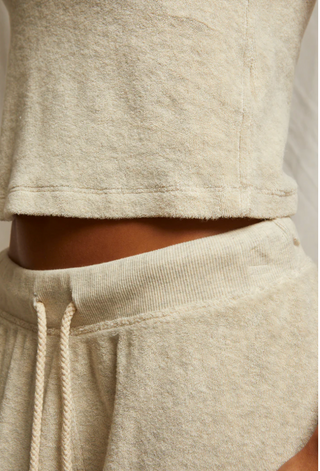 Perfect White Tee- Logo Loop Terry Jogger- Oatmeal