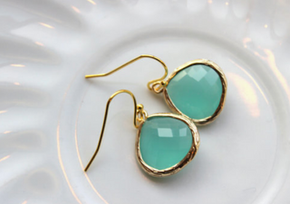 Gold Aqua Mint Earrings