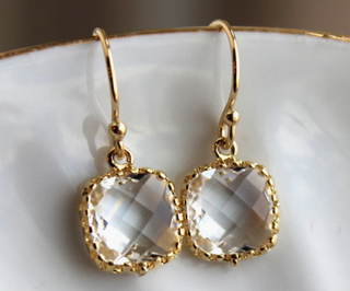 Dainty Small Gold Crystal Earrings