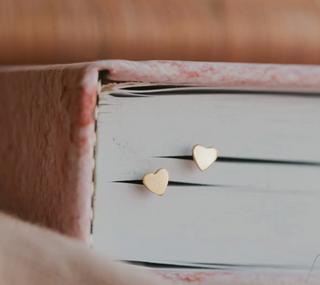 Tiny Heart Studs / 14kt Gold / Hello Adorn