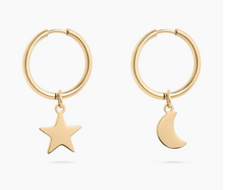 Star & Moon Pendant Earring Set