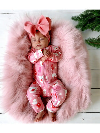 Reindeer Pink Organic 2-Way Zip Romper