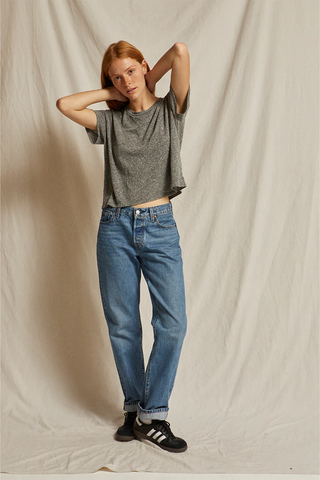 Perfect White Tee Harley Crispy Lightweight Boxy Tee - Heather Gray