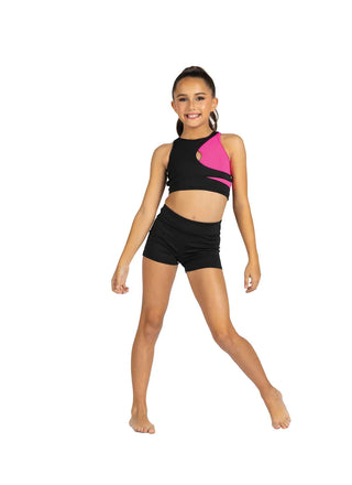 25300C Lulu Dance Top / Black & Neon Pink