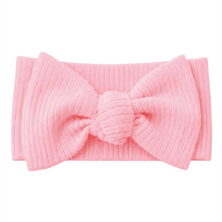 Pink Ribbed Bow - 0-6 months