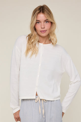 Aria Button-Up Lightweight Cardigan - Ivory