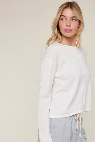 Aria Button-Up Lightweight Cardigan - Ivory