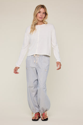 Aria Button-Up Lightweight Cardigan - Ivory