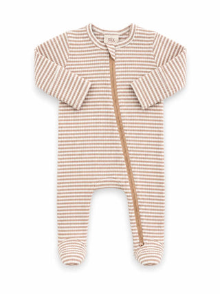 Tan Stripe Ribbed 2-Way Footie