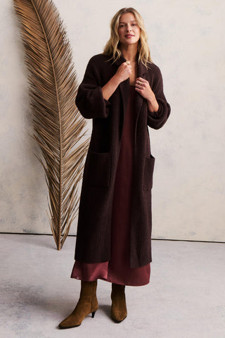 CozyChic® Cotton Rib Long Coat- Umber