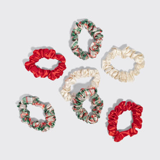 Holiday Ruched Satin Scrunchies 7pc Set // Kitsch