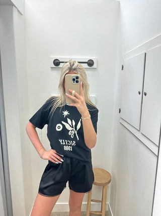Stella Satin Shorts - Black