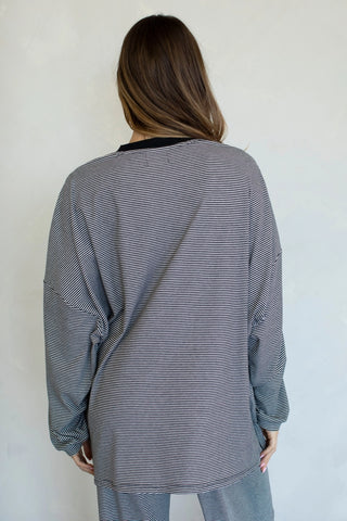Kenzie Ribbed Stripe Top - Black