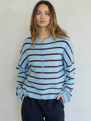 Striped Piper Cardigan - Blue