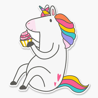 Unicorn Eating A Cupcake Sticker