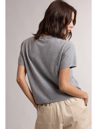 Eliana Short Sleeve Crew Knit Top - Heather Grey