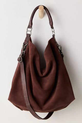 Suzie Suede Slouch Tote - Espresso // Free People
