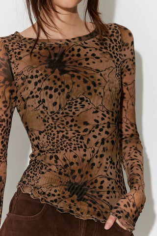 Lilly Printed Longsleeve - Brown Combo // Free People