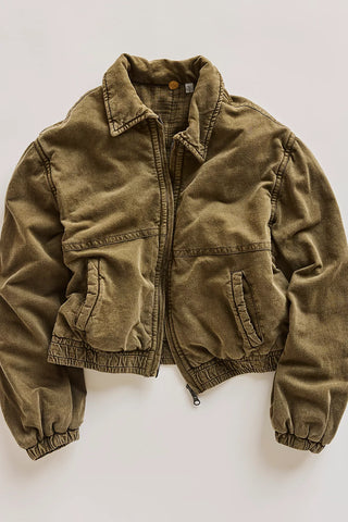 One Birdie Washed Jacket - Olive Green // Free People