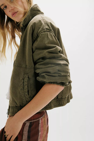 One Birdie Washed Jacket - Olive Green // Free People