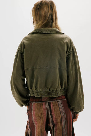 One Birdie Washed Jacket - Olive Green // Free People