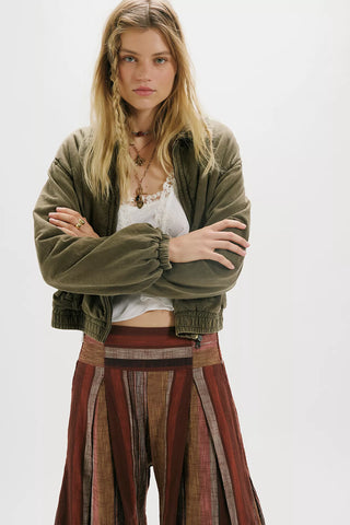 One Birdie Washed Jacket - Olive Green // Free People
