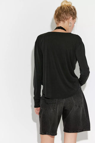 Jane Draped Long Sleeve - Black // Free People