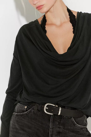 Jane Draped Long Sleeve - Black // Free People