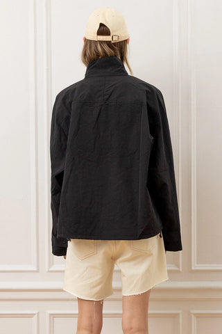 Kesha Lightweight Mesh Windbreaker Jacket - Black