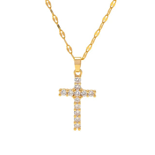 Gold Cross Sparkle Necklace