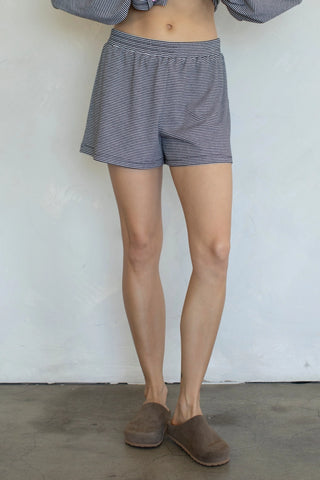 Kenzie Stripe Ribbed Shorts - Black