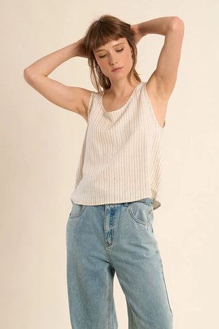 River Linen Woven Top - Light Beige