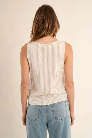 River Linen Woven Top - Light Beige