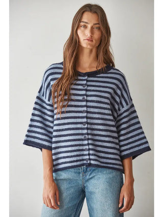 Kelsey Quarter Sleeve Cardigan - Navy Blue