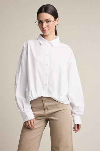 Shirlee Button Down w/ Knit Shawl Set - White & Navy
