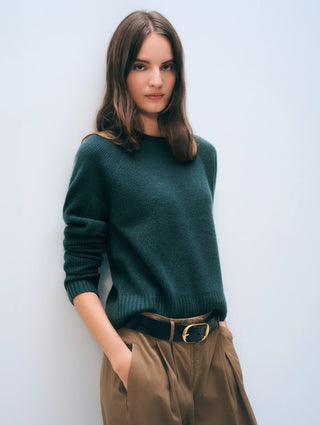 Cashmere Waffle Sweatshirt-Juniper Green