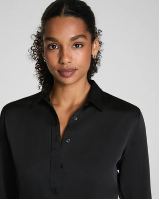 Spanx Silky Smooth Button Down Top - Classic Black